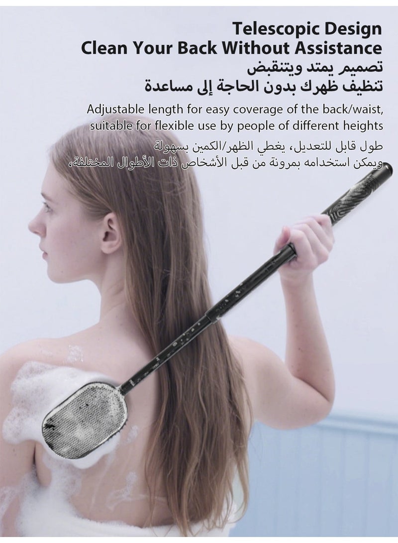 سيلركسي فرشاة جسم سيليكونية بلمسة طويلة | فرشاة تنظيف جسم قابلة للتعديل للحمام | فرشاة ظهر تلسكوبية لمناطق الصعب الوصول إليها | فرشاة تقشير مزدوجة الوجه للرجال والنساء | أداة تنظيف عميق وملمس | سيليكون من الدرجة الغذائية - Image 5